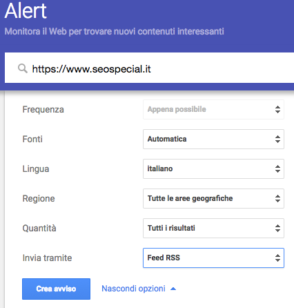 Come configurare Google Allert